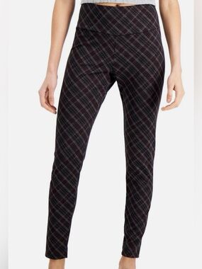 INC Ponte Leggings Plaid Purple Burgundy